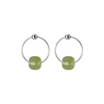 Zoo Jewel Earrings Pale Greenish White Jade Women's