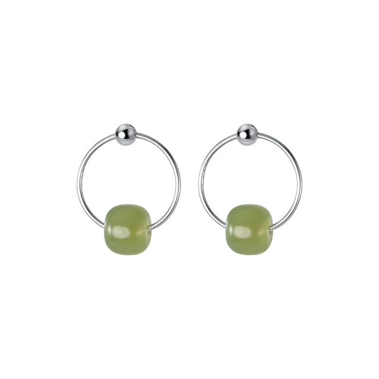 Zoo Jewel Earrings Pale Greenish White Jade Women's-0