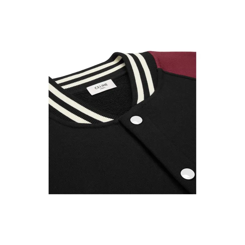 CELINE FW24 Baseball Jacket Men's Black & Grape Red-2