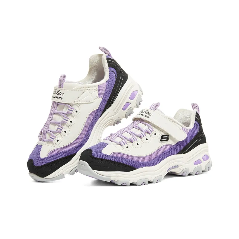 Skechers Slip Resistant, Abrasion Resistant, Thermal Low Top Casual Shoes Purple/White/Black Teenagers-2