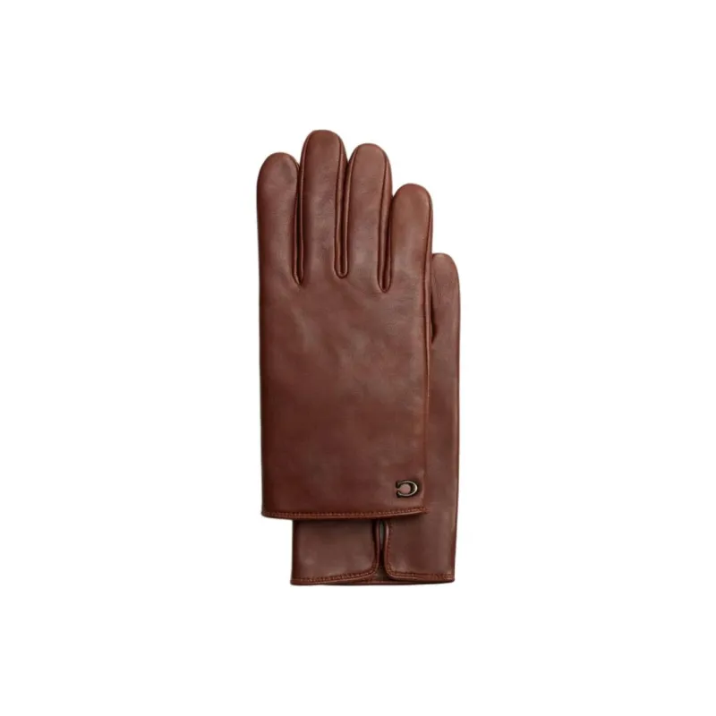 COACH Leather Gloves Men's Brown-0