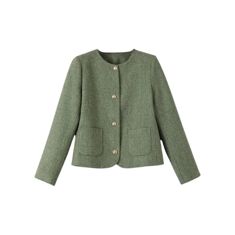 Late White Chanel Inspired Coats Women's Green-0