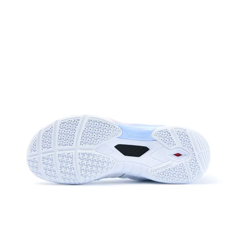 Kawasaki Cushioning Coverage Low Top Badminton Shoes Unisex White Rainbow-4