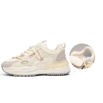 Babaya Anti Slip And Wear Resistant Warm Low Top Chunky Sneakers Women's Beige