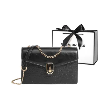 LETOO PU Versatile Crossbody Bag Unique Design Chain Bag Shoulder Bag Regular Women's Black