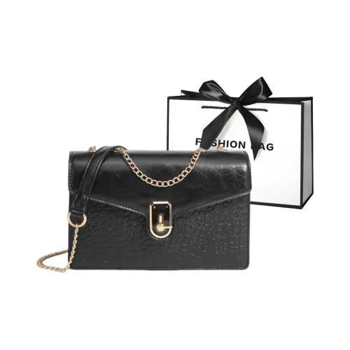 LETOO PU Versatile Crossbody Bag Unique Design Chain Bag Shoulder Bag Regular Women's Black