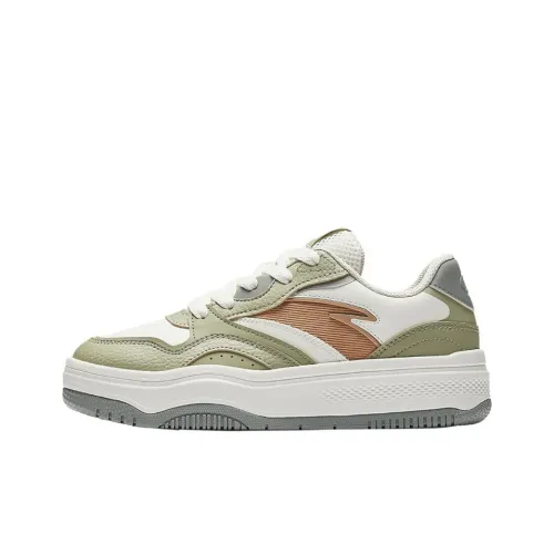 Anta Anti Slip And Wear Resistant Height Increasing Low Top Skateboard Shoes Women's White Green
