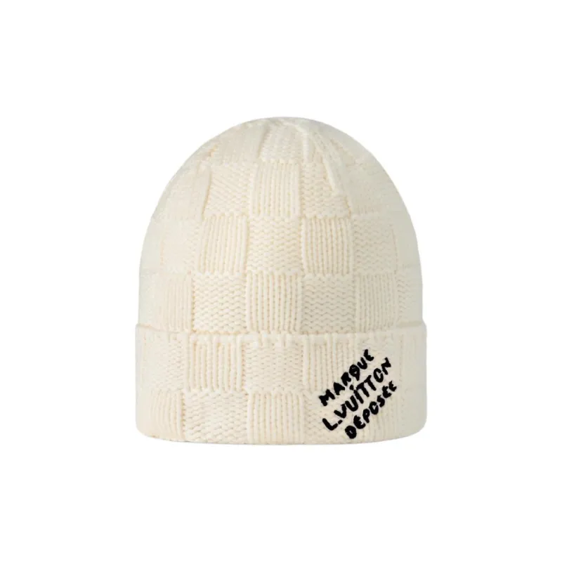 LOUIS VUITTON Sheep Wool Beanies Men's Milk White-1