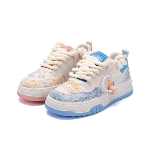 HUANQIU Height Increasing Slip Resistant Low Top Skateboard Shoes Women's Pink Blue Mismatched