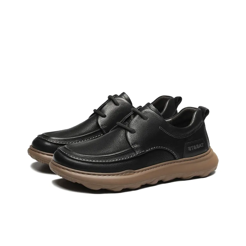 ST&SAT Lace Up Casual Shoes Flat Men's Shoes Men's Black/Brown-1