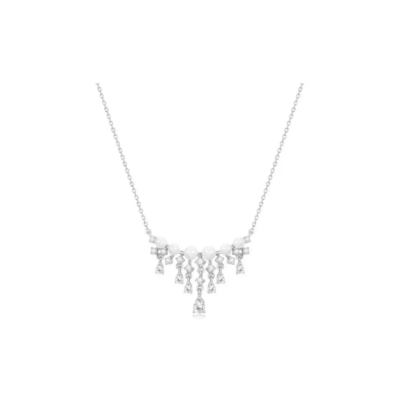 KING OF BLING 925 Silver, Pearl, Cubic Zirconia Necklaces Women's Good Luck-0