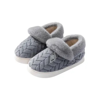 Foot Recreation Winter Minimalist Style Closed Toe Quad Home Cotton Slippers
