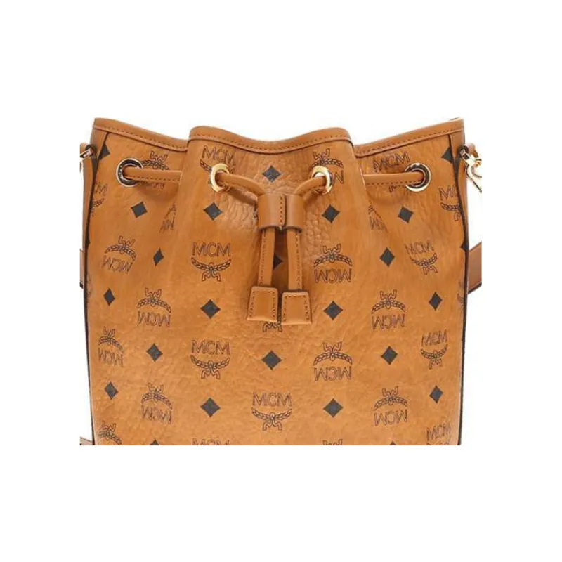 MCM Canvas Bucket Bag, One Shoulder Handbag, Crossbody Bag Regular Women's Cognac-2