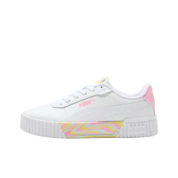 PUMA Carina 2.0 Anti-Slip Wear-Resistant Low-Top Kids' Skateboarding Shoes White Pink Teenagers