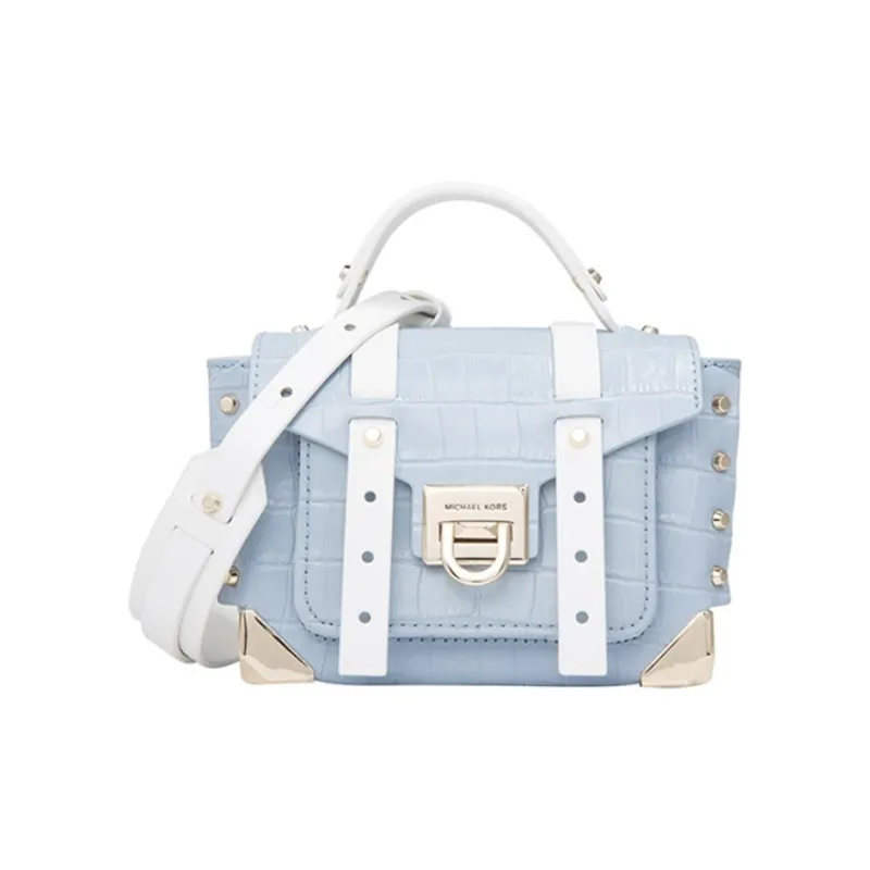 MICHAEL KORS Manhattan Leather Handbag, Crossbody Bag, Shoulder Bag Women's Light Blue-0