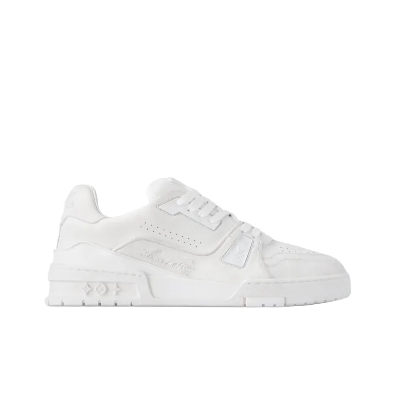 LOUIS VUITTON Trainer 2025 Spring Men's Collection Low-Top Skateboard Shoes Unisex White Vintage Old-1