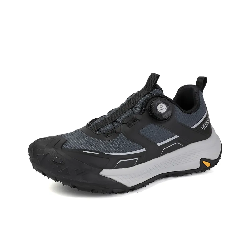 Camssoo Cushioned Slip Resistant Abrasion Resistant Low Top Trekking Shoes Men's Black Dark Blue-1