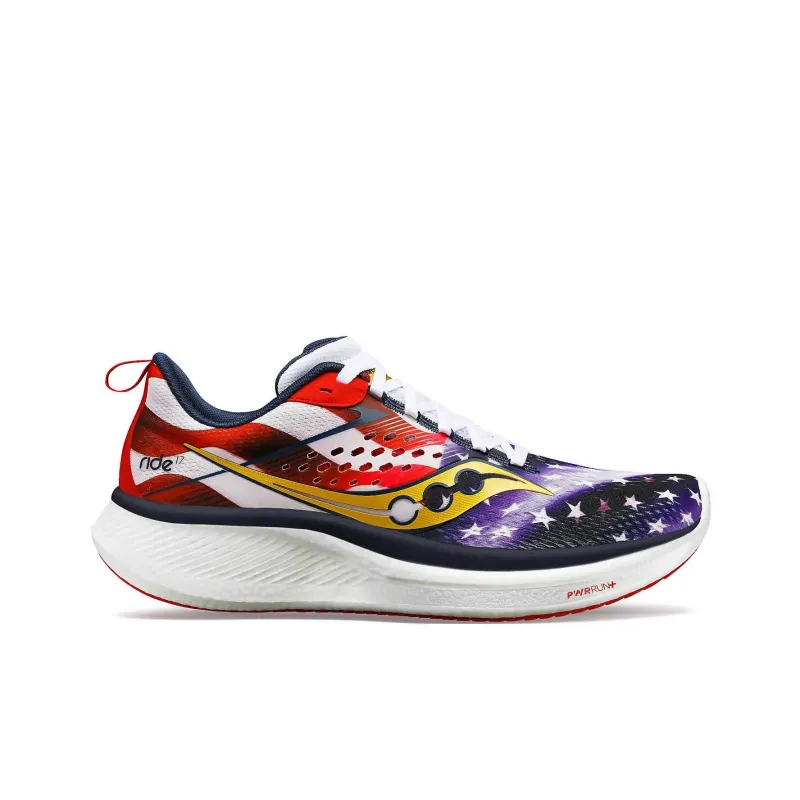 Saucony RIDE 17 Anti Slip Wear Resistant Low Top Running Shoes Men's Red-1