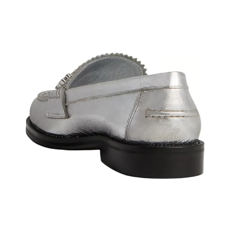 DSQUARED 2 Gothic Metallic Logo Plaque Loafers Women's-4