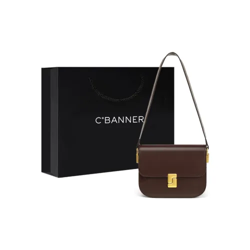 C°BANNER Split Cow Leather With Synthetic Leather Shoulder Bag, Crossbody Bag Regular Women
s Coffee