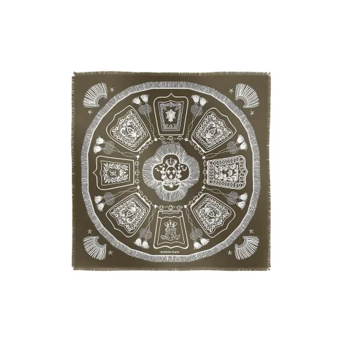HERMES Mulberry Silk Silk Scarves Men's Basalt Color