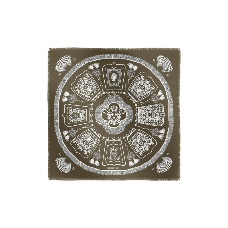 HERMES Mulberry Silk Silk Scarves Men's Basalt Color-0