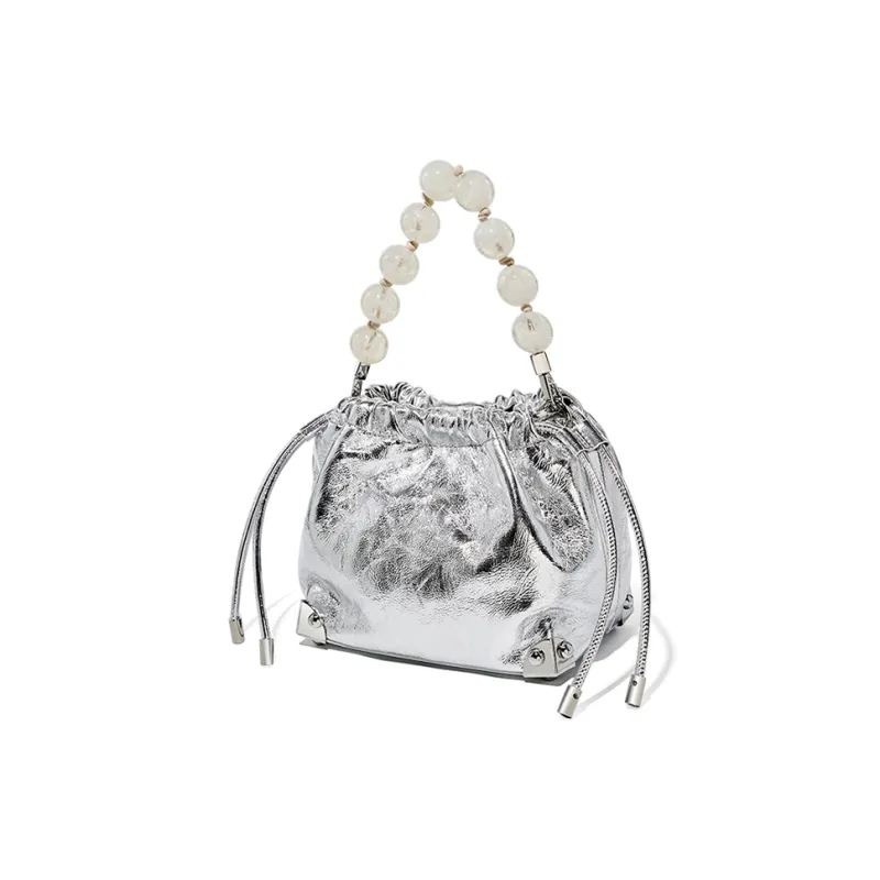 Carnival Keep Cow Leather Handbag Shoulder Bag Regular Women's Silver/Black/Ecru-1