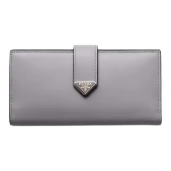 PRADA Leather Wallet Large Size Women's Wisteria Gray