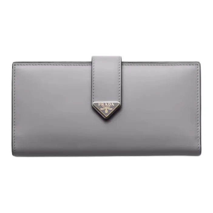 PRADA Leather Wallet Large Size Women's Wisteria Gray-0