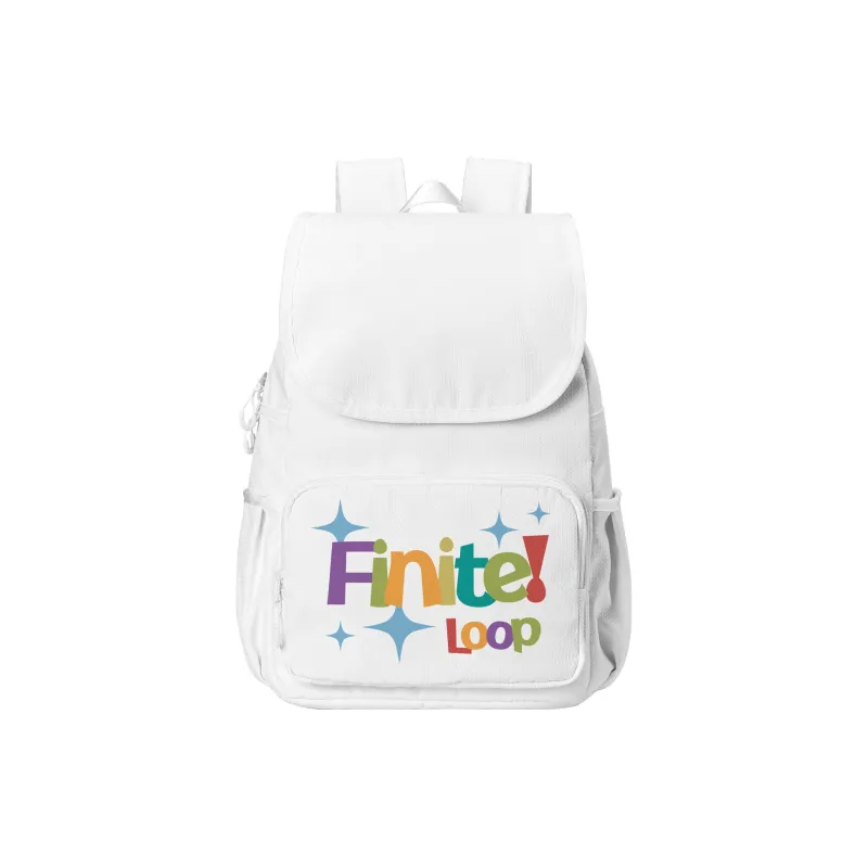 FINITE LOOP Recycled Material Student Backpack Unisex White-0