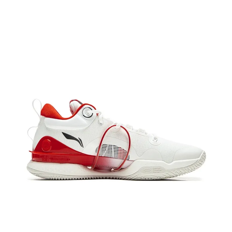 LiNing Speed 8 Premium Cushioned Slip Resistant Low Top Basketball Shoes Men's White Red-1