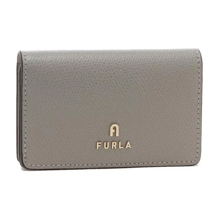 Furla Leather Card Holder Women's Gray-1