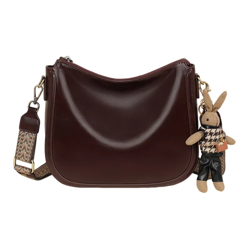 COMELY Cow Leather Patchwork Synthetic Leather Shoulder Bag Crossbody Bag Regular Women's Wine Coffee-2