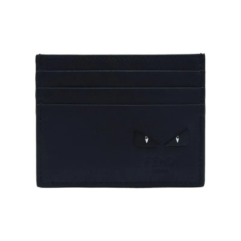 FENDI Calfskin Card Holder Men's Black-0