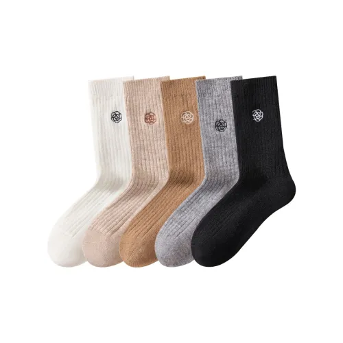 Temooues Mid-Calf Socks Women's Combo Set
