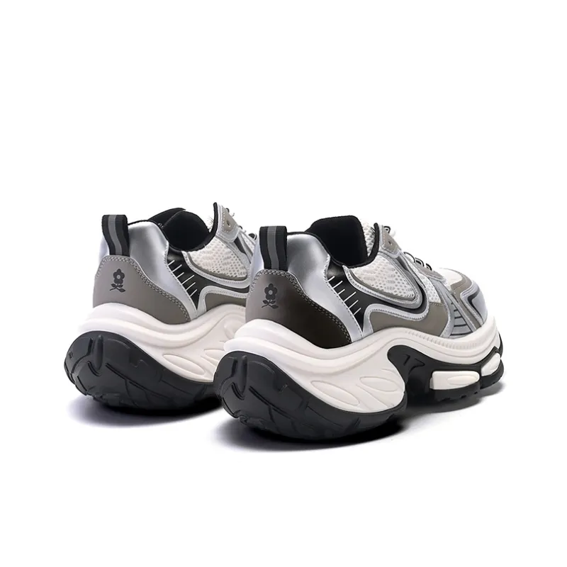 Montagut Chunky Sneakers Women's Low Top Burgundy/Silver-4