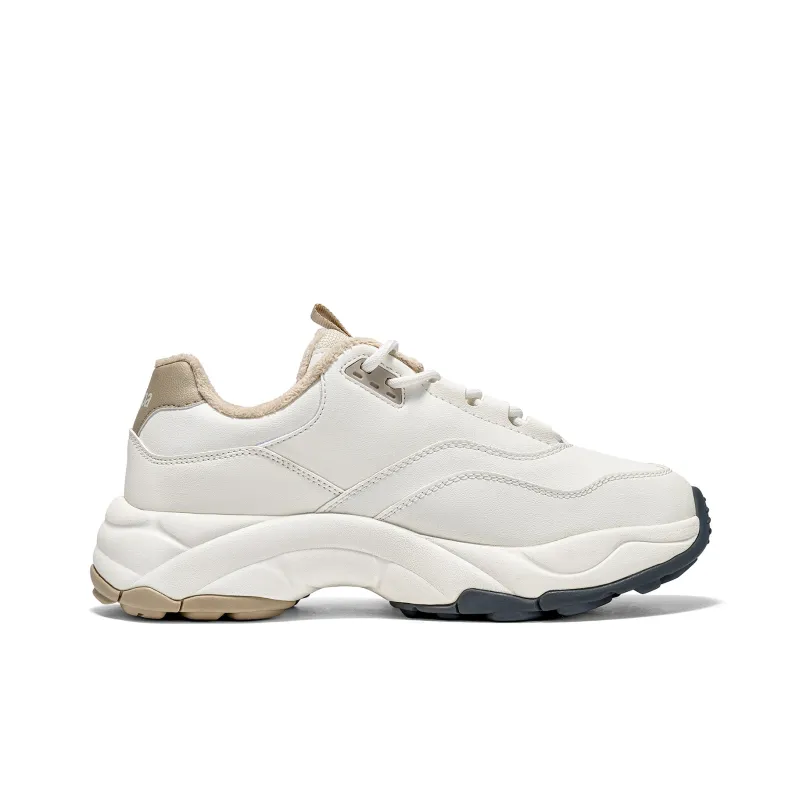 Kappa Wear Resistant Slip Resistant Low Top Chunky Sneakers Unisex White Beige-1