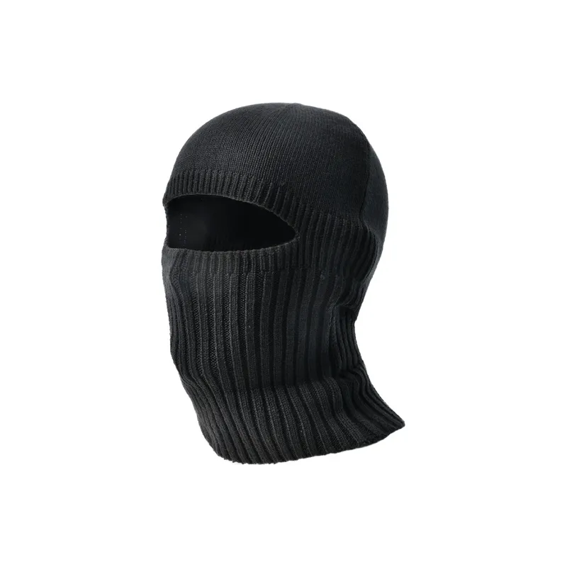 KENMONT Merino Wool Yarn Beanies Unisex Black Gray Color-3