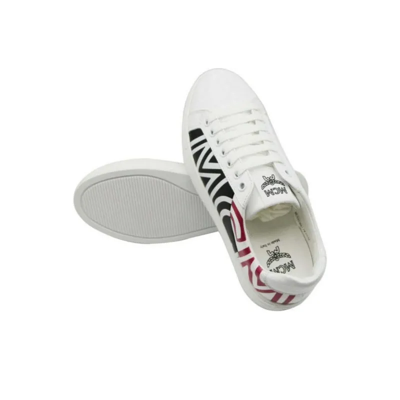 MCM Logo Low Top Skateboard Shoes Women's White-5