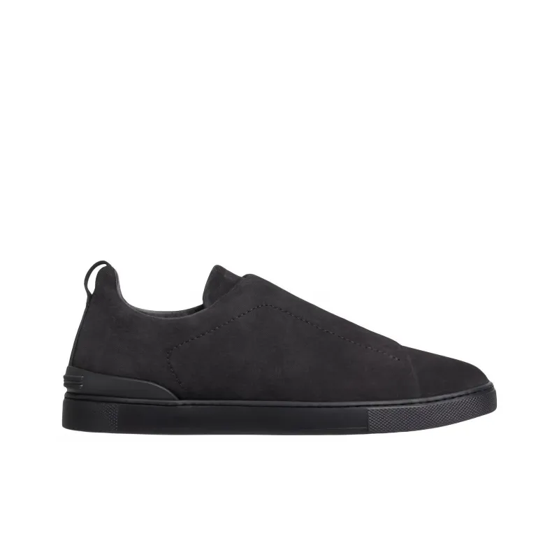Zegna Suede Triple Stitch Navy Blue-1