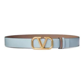Valentino Cow Leather Leather Belts Women's Glacier Blue/Light Coffee Brown Width  3CM
