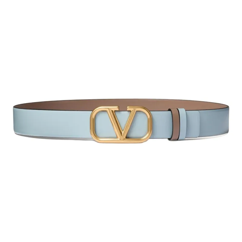 Valentino Cow Leather Leather Belts Women's Glacier Blue/Light Coffee Brown Width  3CM-0