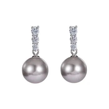 NATURALLYJOJO 925 Silver Needle Imitation Pearl Earrings Women's Gray