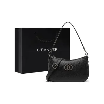 C°BANNER Cow Leather With Synthetic Leather Shoulder Bag, Crossbody Bag Regular Women's Black