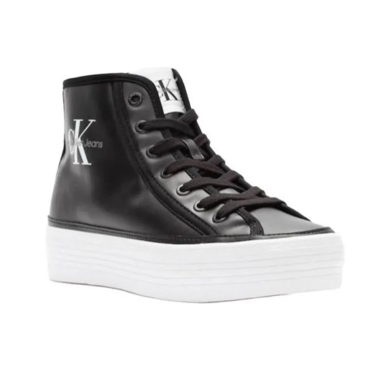 CKJ CALVIN KLEIN JEANS High Top Skateboard Shoes Women's Black-3