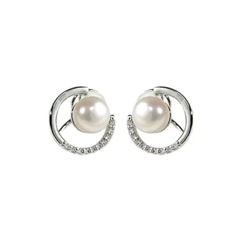 ORANGE SYMBOL Freshwater Pearl Clip On Earrings Women's