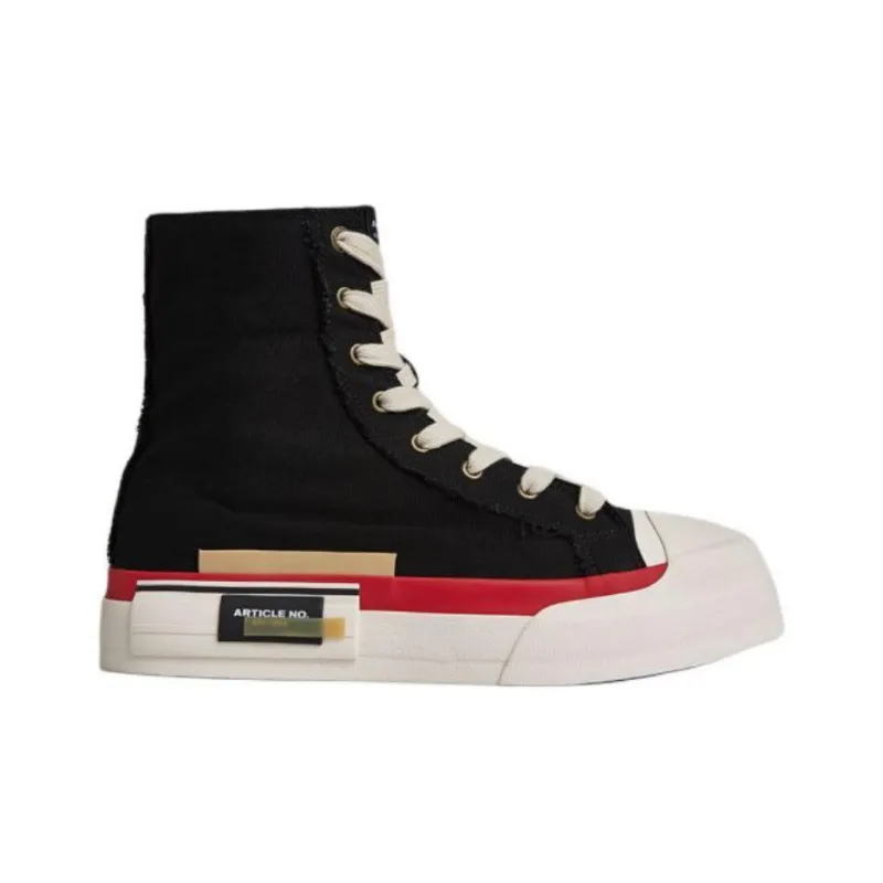 ARTICLE NO. Abrasion Resistant High Top Canvas Shoes Unisex Black Red-1