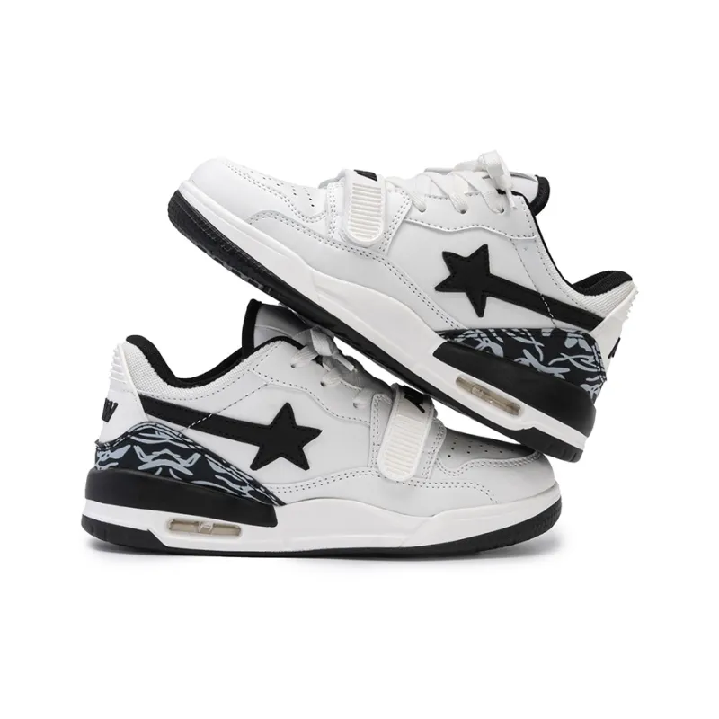 WELKIN&WZWJ Stars Collection White Sneakers Slip-Resistant Height Increasing Low-Top Skateboard Shoes Unisex-9