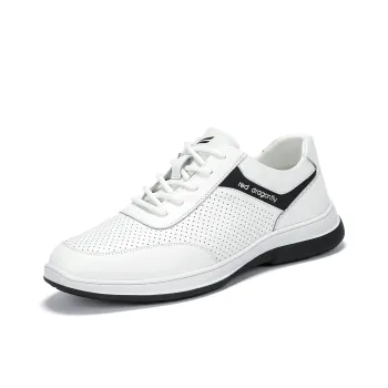 RED DRAGONFLY Flat Shoes Breathable Water Resistant Low Top Casual Shoes Men's White Black