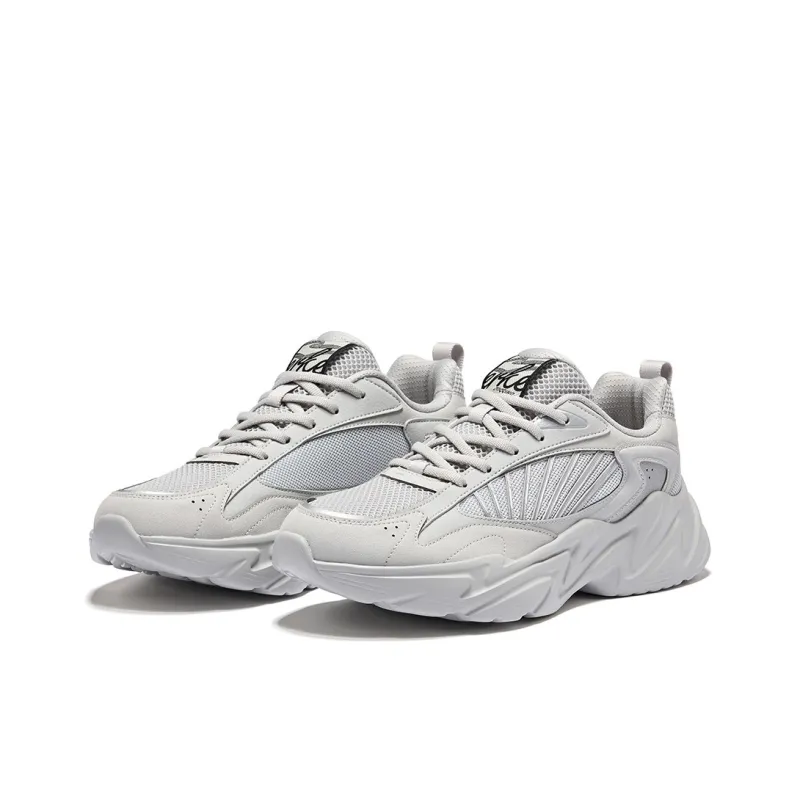 Erke Cushioning Anti Slip And Wear Resistant Low Top Casual Shoes Men's Gray Silver-1